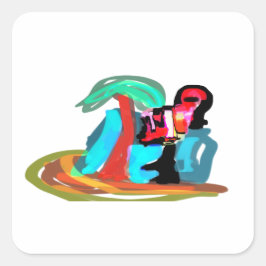 Roze flamingo zomer vierkante sticker