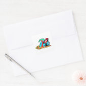 Roze flamingo zomer vierkante sticker (Envelop)