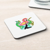 roze flamingo zomer vlam  bier onderzetter (Linkerzijde)
