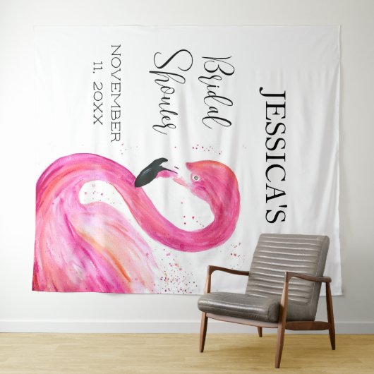 Roze Flamingo Zomer Vrijgezellenfeest Diervogel Wandkleed (In Situ (horizontaal))