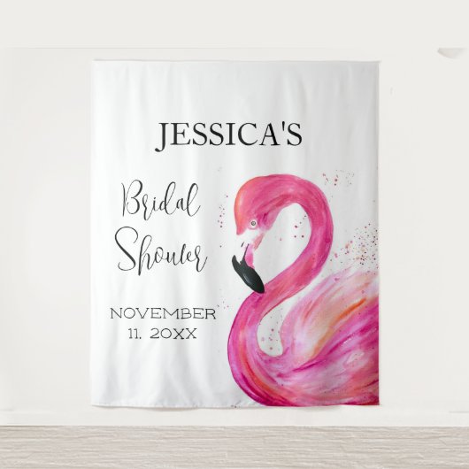 Roze Flamingo Zomer Vrijgezellenfeest Diervogel Wandkleed (Voorkant)