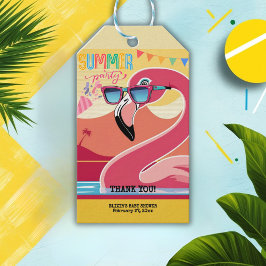 Roze Flamingo Zomerfeest Cadeaulabel