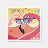 Roze Flamingo Zomerfeest  Servet (Voorkant)