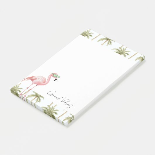 Roze Flamingo Zonnebrillen Palmbomen Goede Vibes Post-it® Notes (Schuin)