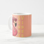 Roze Flamingo Zonnige Sfeer Koffiemok (Voorkant links)