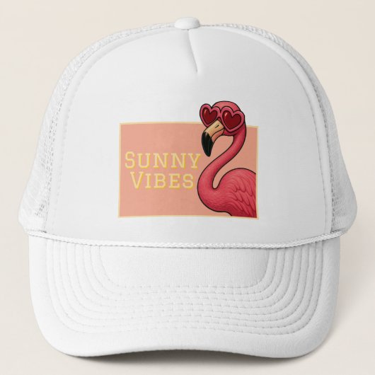 Roze Flamingo Zonnige Sfeer Trucker Pet (Voorkant)