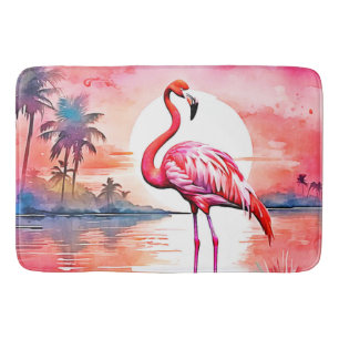 Roze flamingo zonsondergang badmat
