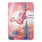 Roze flamingo zonsondergang badmat (Voorkant Verticaal)