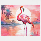 Roze flamingo zonsondergang fleece deken (Voorkant (Horizontaal))