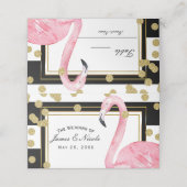 Roze Flamingo Zwart Wit Goud Tafelnummer Plaatskaartje (Buitenkant ongevouwen)