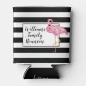 Roze Flamingo zwart wit viering reünie Blikjeskoeler (Voorkant)