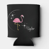 Roze Flamingo Zwarte Koelbox Blikjeskoeler (Achterkant)