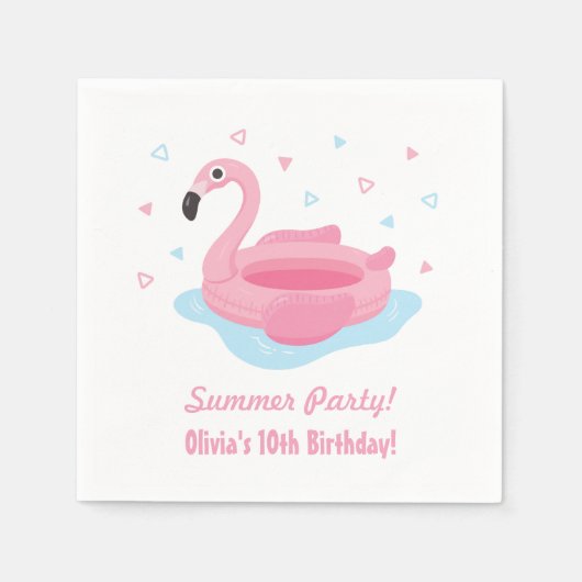 Roze Flamingo Zwembad Float Zomer Party Supplies Servetten (Voorkant)