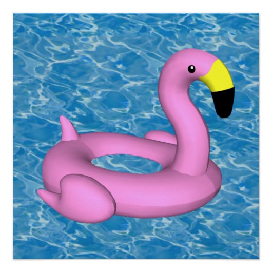 Roze flamingo zwembad speelgoed perfect poster (Voorkant)