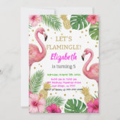 Roze Flamingo Zwembad Verjaardagsfeestje Kaart (Voorkant)