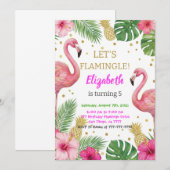 Roze Flamingo Zwembad Verjaardagsfeestje Kaart (Voorkant / Achterkant)