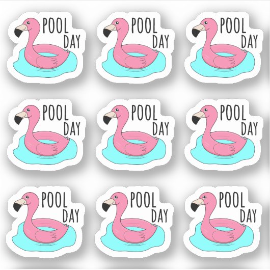 Roze Flamingo Zwemring Badkamer Dag Bujo Planner Sticker (Voorkant)