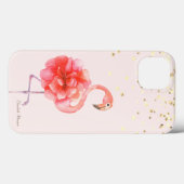 Roze Flamingobloem, Gouden Confetti Case-Mate iPhone Case (Achterkant (horizontaal))