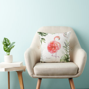 Roze Flamingobloem, Palmblad Kussen