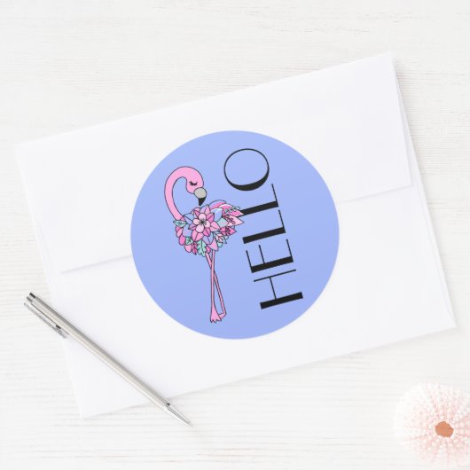 Roze Flamingobloemen Sticker (Envelop)