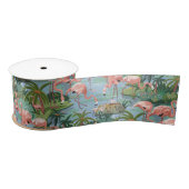 Roze flamingoenen in een tropisch blauw lagon lint (Spoel)