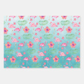Roze flamingoenen & Tropisch roze Hibiscus Flower Inpakpapier Vel (Voorkant 2)