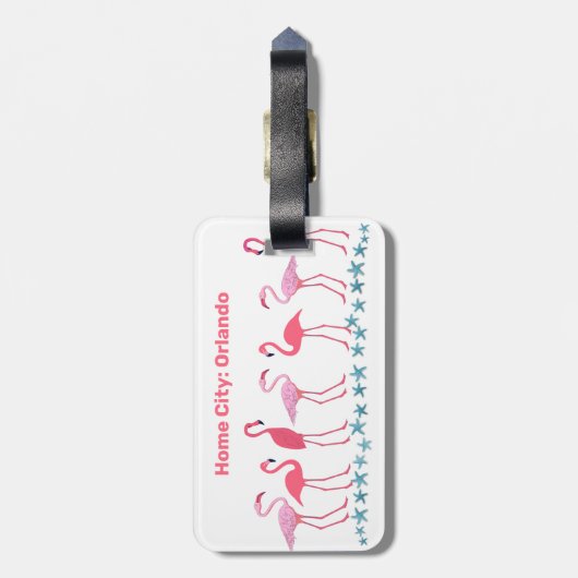 Roze Flamingoes Gepersonaliseerde Bagagelabels (Achterkant verticaal)