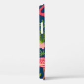 Roze flamingornament op een gestreepte turquoise Case-Mate iPhone case (Achterkant / Rechts)