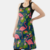 Roze flamingornament op een gestreepte turquoise schort (Insitu)