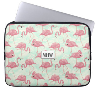 Roze Flamingos aangepaste monogram laptophoezen Laptop Sleeve