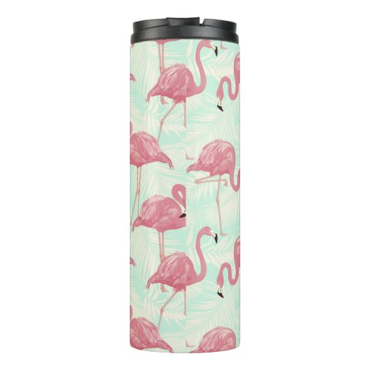 Roze Flamingos aangepaste monogram tumbler Thermosbeker (Achterkant)