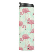 Roze Flamingos aangepaste monogram tumbler Thermosbeker (Geroteerd rechts)