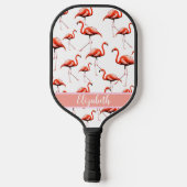 Roze flamingo's aangepaste naam pickleball-paddle pickleball paddle (Achterkant)