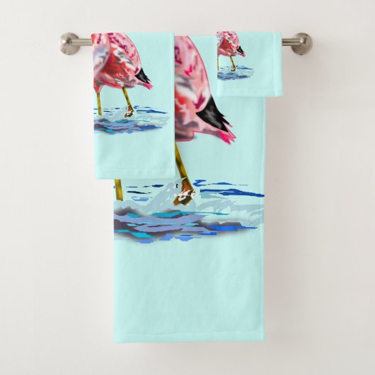 Roze Flamingo's badhanddoeken Bad Handdoek (Insitu)