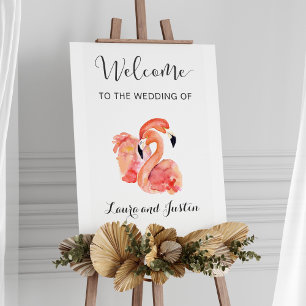 Roze flamingos Beach Weddenschap Welkom Poster
