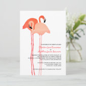 Roze flamingos Beach Wedding Invitations Kaart (Staand voorkant)