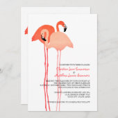 Roze flamingos Beach Wedding Invitations Kaart (Voorkant / Achterkant)