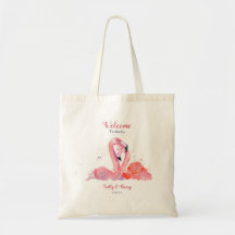 Roze Flamingos Beach Wedding Welcome Canvas tas