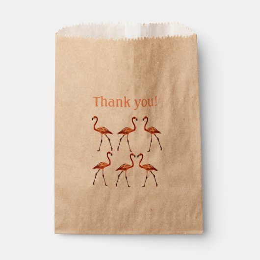 Roze Flamingo's Bedankt Custom Kraft Favor Bag Bedankzakje (Voorkant)