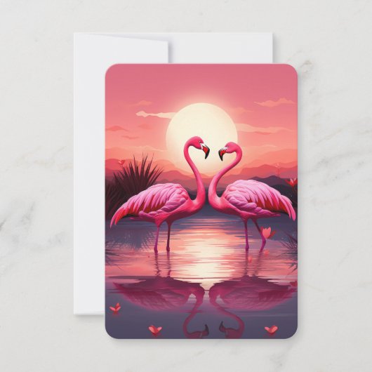 Roze Flamingo's bij zonsondergang Bedankkaart (Voorkant)
