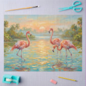 Roze Flamingo's bij Zonsondergang Decoupage Tissuepapier (Craft)