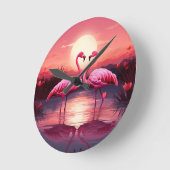 Roze Flamingo's bij zonsondergang Ronde Klok (Hoek)