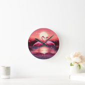 Roze Flamingo's bij zonsondergang Ronde Klok (Huis)