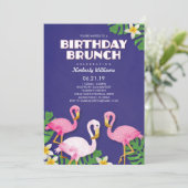 Roze Flamingos Birthday Brunch Kaart (Staand voorkant)
