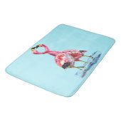 Roze Flamingo's Blauwe Badmat Aangepaste kleur - T (Gekanteld)