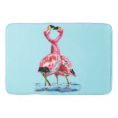 Roze Flamingo's Blauwe Badmat Aangepaste kleur - T (Voorkant)