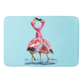 Roze Flamingo's Blauwe Badmat Aangepaste kleur - T