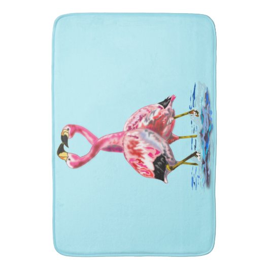 Roze Flamingo's Blauwe Badmat Aangepaste kleur - T (Voorkant Verticaal)