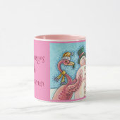 Roze Flamingo's Bouwen Sneeuwman KERST MOK (Midden)