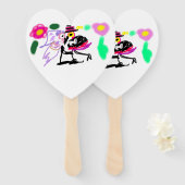 Roze flamingo's bruiloft handwaaier (Voorkant en achterkant)